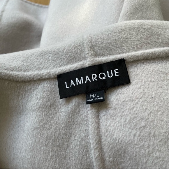 Lamarque Penelope Double Face Wool Gray 3/4 Sleeve Open Drape Front Coat EUC M/L - Picture 9 of 12